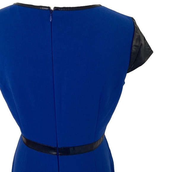 Cremieux Royal Blue Faux Leather Detail Cap Sleeve - Picture 5 of 7